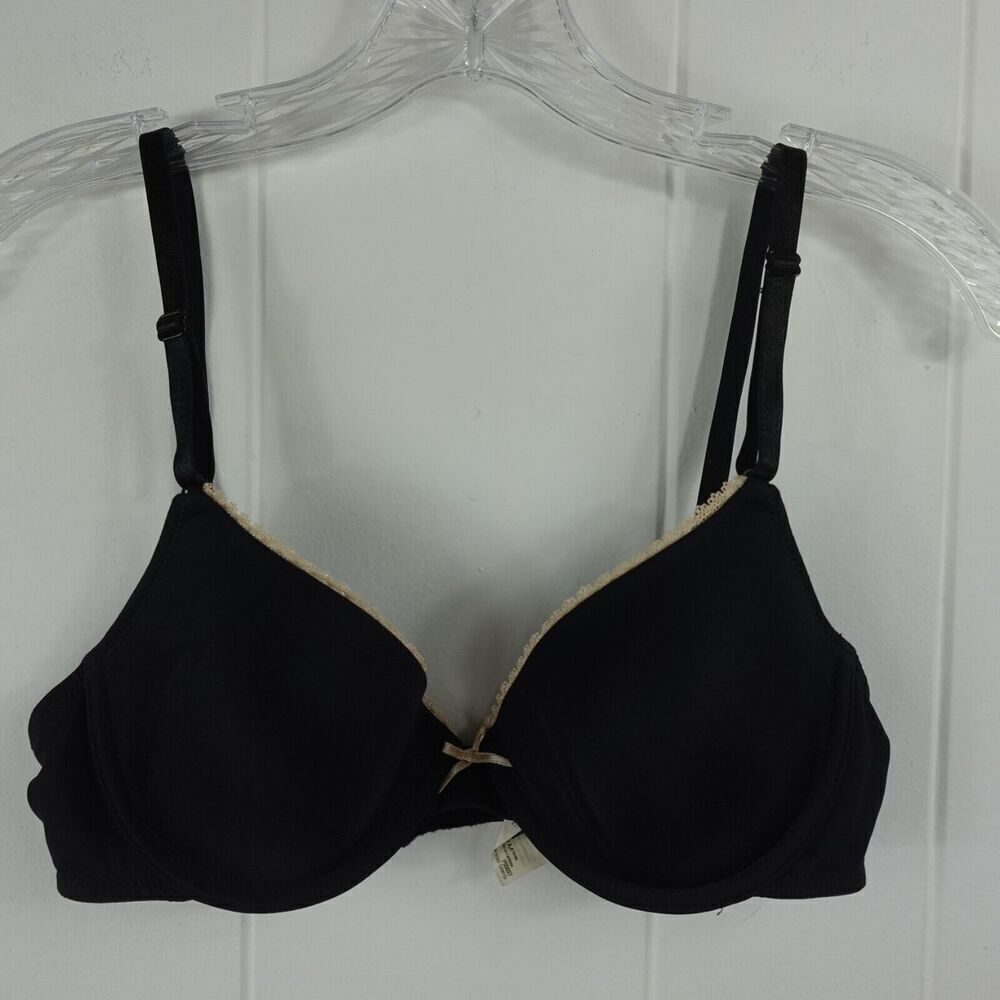 Maidenform Womens Black Padded Bra with Lace & Bow Detail Size 34B